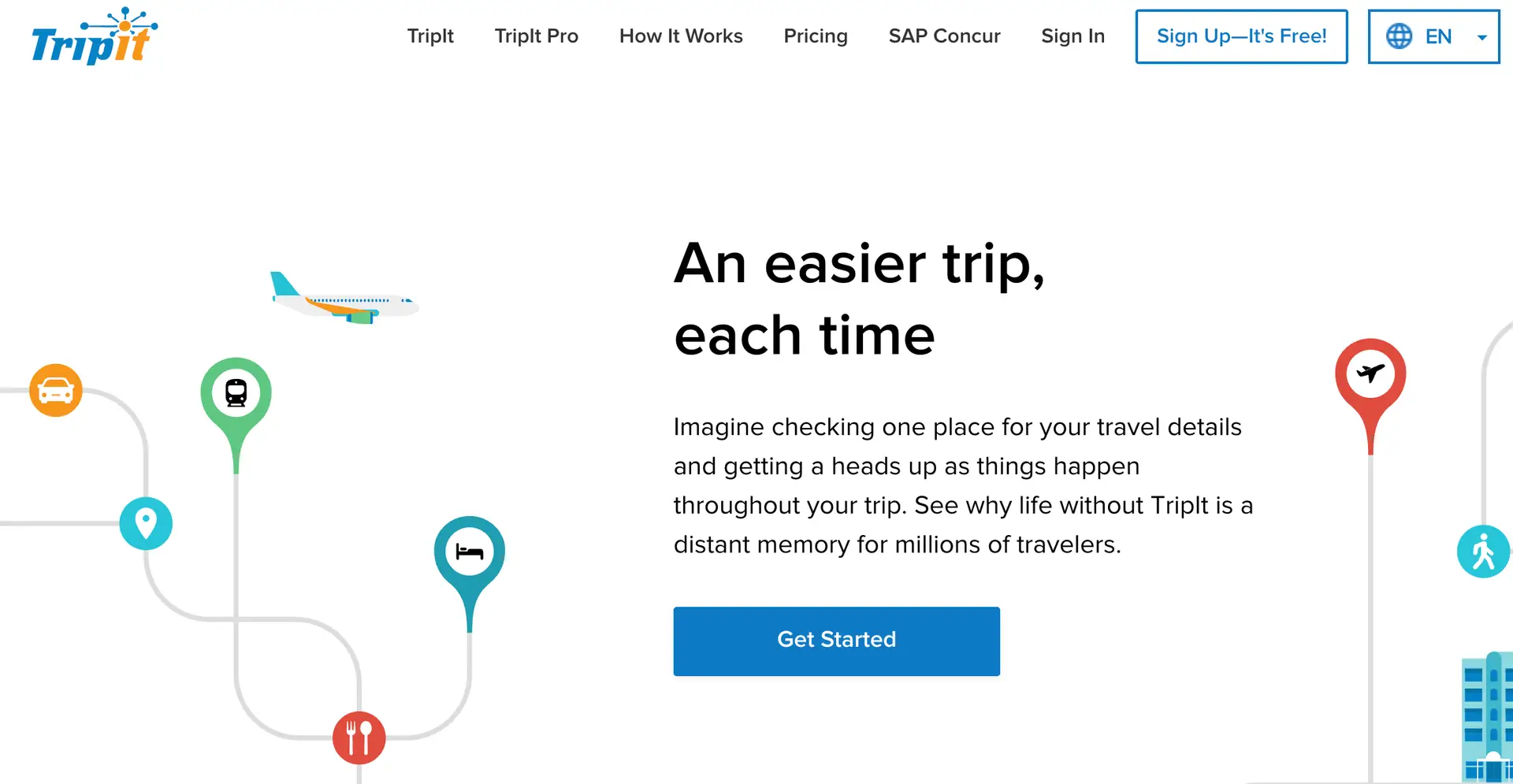 TripIt website home page